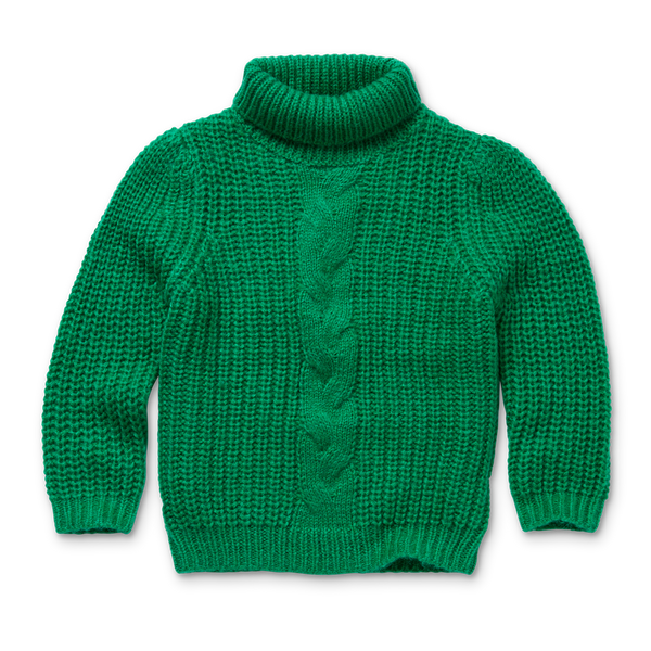 Littlefashionaddict - Sproet & Sprout - AW23 - The Alpine Hut - Cable Sweater fern green - in het felgroen - Voor meisjes - Vanaf 4 tot 10 jaar in stock en verkrijgbaar bij Little Fashion Addict