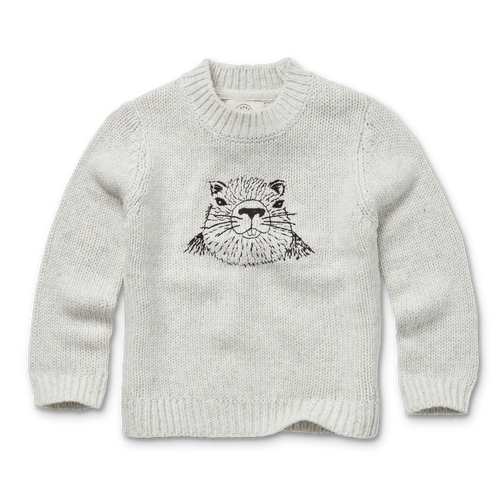 Littlefashionaddict - Sproet & Sprout - AW23 - The Alpine Hut - Sweater Embroidery Marmot in het ivoor - Voor jongens - Vanaf 4 tot 10 jaar in stock en verkrijgbaar bij Little Fashion Addict