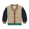 Littlefashionaddict - Sproet & Sprout - AW23 - The Alpine Hut - Cardigan Knit Colourblock in het Nougat - Voor jongens - Vanaf 4 tot 10 jaar in stock en verkrijgbaar bij Little Fashion Addict