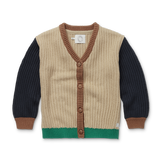 Littlefashionaddict - Sproet & Sprout - AW23 - The Alpine Hut - Cardigan Knit Colourblock in het Nougat - Voor jongens - Vanaf 4 tot 10 jaar in stock en verkrijgbaar bij Little Fashion Addict