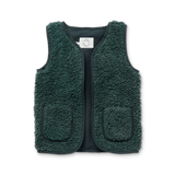 Littlefashionaddict - Sproet & Sprout - AW23 - The Alpine Hut - Teddy Gilet Smoke Pine - Voor jongens en meisjes  - Vanaf 4 tot 10 jaar in stock en verkrijgbaar bij Little Fashion Addict