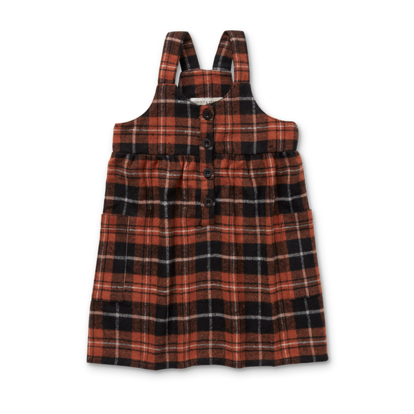 Littlefashionaddict - Sproet & Sprout - AW23 - The Alpine Hut - Salopette Dress Flannel Check in het Barn Red - Voor meisjes - Vanaf 4 tot 10 jaar in stock en verkrijgbaar bij Little Fashion Addict