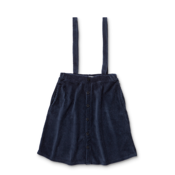 Littlefashionaddict - Sproet & Sprout - AW23 - The Alpine Hut - Midi Skirt Straps - in het donkerblauw - Meisjesmode - Vanaf 4 tot 10 jaar in stock en verkrijgbaar bij Little Fashion Addict