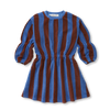 Jurk in zachte terry stof met bruine en donkerblauwe strepen van Sproet & Sprout | Verkrijgbaar bij Little Fashion Addict