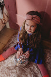 Colourblock tights in mauve en oranje voor meisjes van Sproet & Sprout | Verkrijgbaar bij Little Fashion Addict