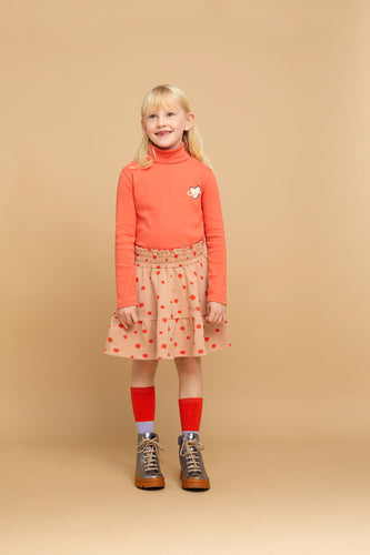 Coltrui voor meisjes in grenadine met hoge hals en Heart Planet print van Sproet & Sprout | A Cosmic Romance Collectie | Turtle neck Saturn Grenadine