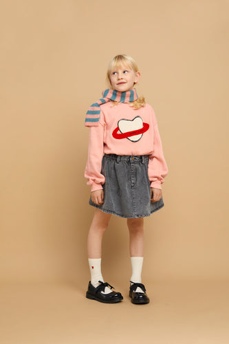 Denim rok in afgewassen zwart met Sproet-print | Denim Skirt Sproet Print Washed Black uit de A Cosmic Romance collectie van Sproet & Sprout
