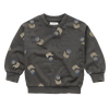 Sweater voor jongens in afgewassen zwart met all-over Space Cat print van Sproet & Sprout | Sweatshirt Space Cat Print Washed Black | A Cosmic Romance collectie