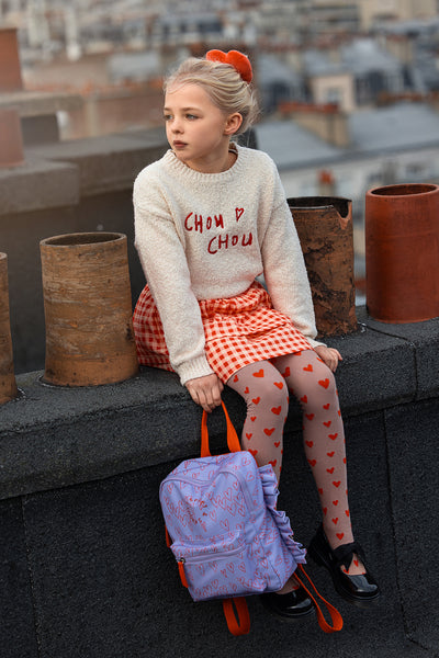 Gebroken witte sweater met rode Chou Chou borduring uit de A Cosmic Romance collectie van Sproet & Sprout. | Sweater Chou Chou Ivory