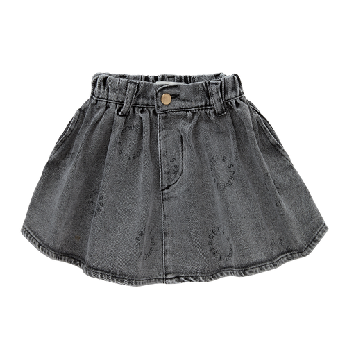 Denim rok in afgewassen zwart met Sproet-print | Denim Skirt Sproet Print Washed Black uit de A Cosmic Romance collectie van Sproet & Sprout