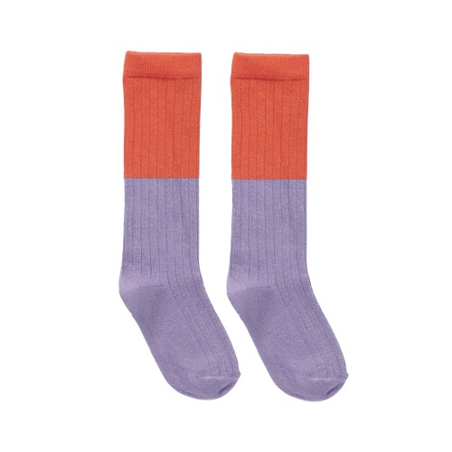 Paar sokken colourblock in paars en oranjerood voor meisjes van Sproet & Sprout | Socks Colourblock Grenadine