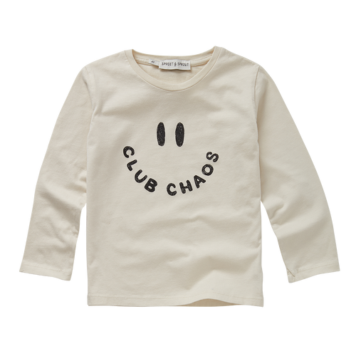 Unisex T-shirt met lange mouwen in Ivory uit de Club Chaos collectie van Sproet & Sprout. | T-Shirt LS Club Chaos Ivory

