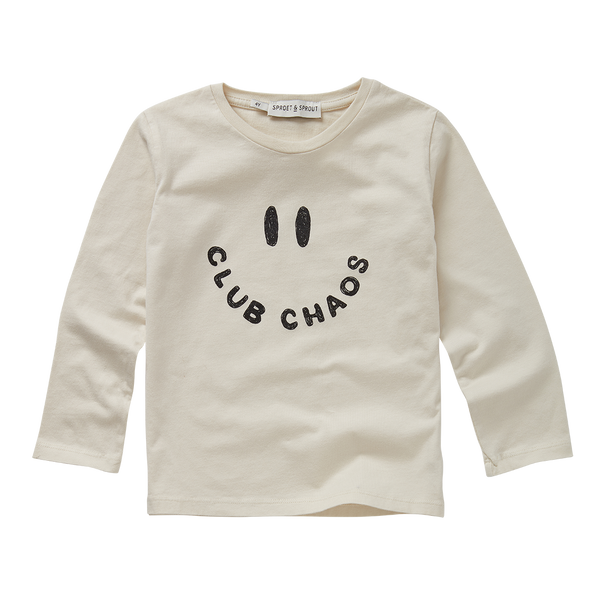 Unisex T-shirt met lange mouwen in Ivory uit de Club Chaos collectie van Sproet & Sprout. | T-Shirt LS Club Chaos Ivory
