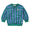 Gestreepte jongenssweater in Deep Green (diepgroen) en Crayon Cloud (zacht lavendelblauw) uit de Club Chaos collectie van Sproet & Sprout.