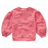 Warmroze meisjessweater met Club Chaos all-over print uit de Club Chaos collectie van Sproet & Sprout.