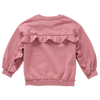 Achterzijde van de zacht oudroze meisjessweater met elegante ruffles op de rug van Sproet & Sprout.