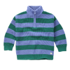 Unisex gestreepte sweater in Deep Green met lila strepen uit de Club Chaos collectie van Sproet & Sprout.
