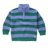 Unisex gestreepte sweater in Deep Green met lila strepen uit de Club Chaos collectie van Sproet & Sprout.