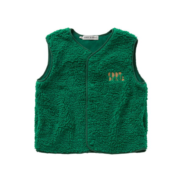 Unisex teddy gilet in Deep Green uit de Club Chaos collectie van Sproet & Sprout.