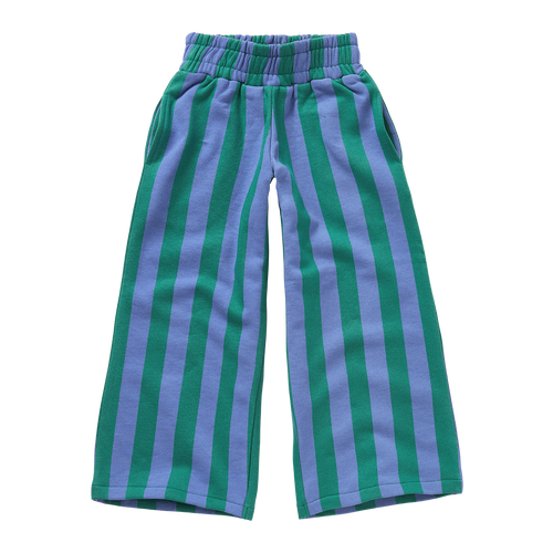 Gestreepte meisjesbroek in lila en diepgroen uit de Club Chaos collectie van Sproet & Sprout.