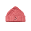Koraalroze ribgebreide beanie voor meisjes uit de Club Chaos collectie van Sproet & Sprout.