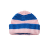 Gestreepte beanie voor meisjes in lichtroze en kobaltblauw uit de Club Chaos collectie van Sproet & Sprout.
