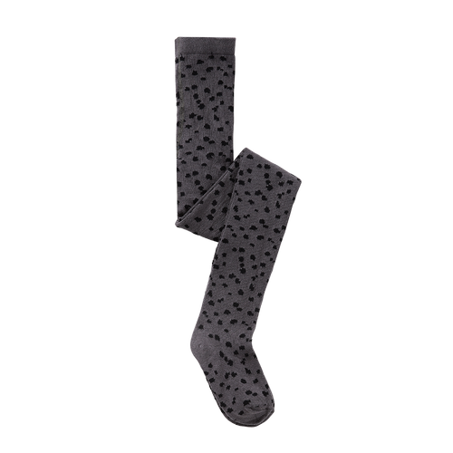Donkergrijze broekkousen met subtiele zwarte animal print uit de Club Chaos collectie van Sproet & Sprout.