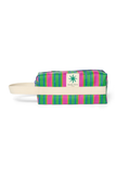 Handgemaakte Groene Sakura Beach Pouch van Studio Noos met Japanse kersenbloesemprint, ideaal voor het opbergen van baby essentials of make-up. Verkrijgbaar bij Little Fashion Addict