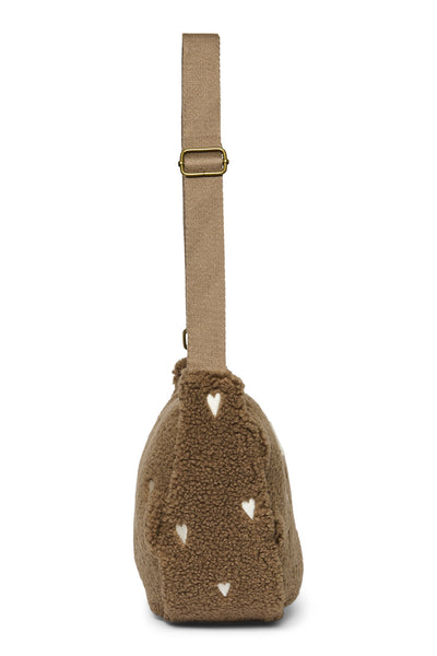 teddy fanny pack crossbody tas met hartjes van Studio Noos in bruin | verkrijgbaar bij Little Fashion Addict
