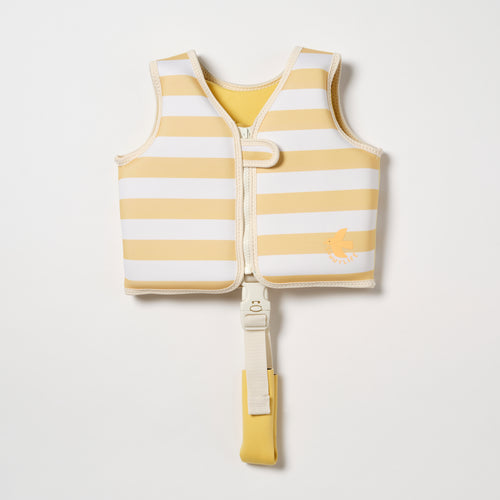 Zwemvest Sid the Seagull van Sunnylife in geel met witte strepen – geschikt voor kinderen van 1 tot 2 jaar (11–15 kg) | Ontdek Sunnylife bij Little Fashion Addict