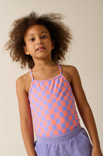 Paars-oranje badpak met ruitpatroon van Tumble ’n Dry | Alagoas badpak van Tumble 'n Dry - verkrijgbaar bij Little Fashion Addict