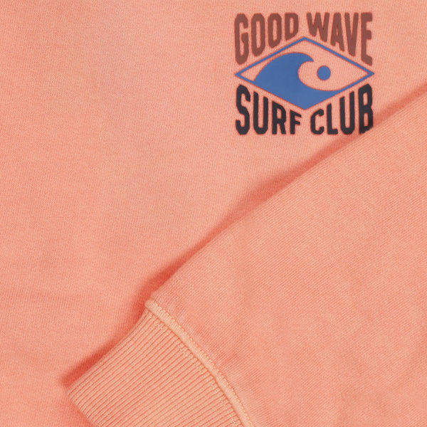 Zalmkleurige jongenssweater met surfprint van Tumble ’n Dry | Alice Springs sweater Tumble 'n Dry - verkrijgbaar bij Little Fashion Addict