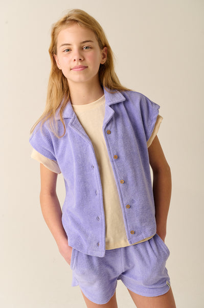 Lila badstof short voor meisjes van Tumble ’n Dry | Camille Deux Short Lavender van Tumble 'n Dry - verkrijgbaar bij Little Fashion Addict