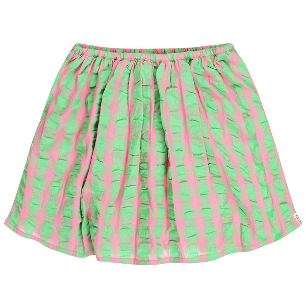 Groen roze geruite meisjesrok van Tumble ’n Dry | Franca Skirt van Tumble 'n Dry - Verkrijgbaar bij Little Fashion Addict