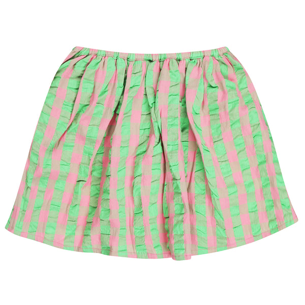 Groen roze geruite meisjesrok van Tumble ’n Dry | Franca Skirt van Tumble 'n Dry - Verkrijgbaar bij Little Fashion Addict
