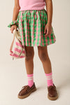 Groen roze geruite meisjesrok van Tumble ’n Dry | Franca Skirt van Tumble 'n Dry - Verkrijgbaar bij Little Fashion Addict