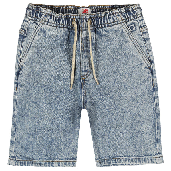 Lichtblauwe denim short voor jongens met elastische taille van Tumble ’n Dry | Juan Shorts Denim Light Vintage van Tumble 'n Dry - verkrijgbaar bij Little Fashion Addict