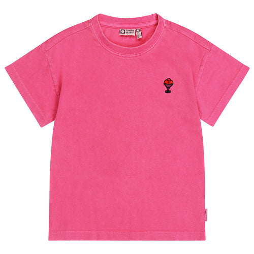 Fuchsia meisjes T-shirt met geborduurd ijsje van Tumble 'n Dry | Rouen Deux T-shirt Tumble 'n Dry - verkrijgbaar bij Little Fashion Addict