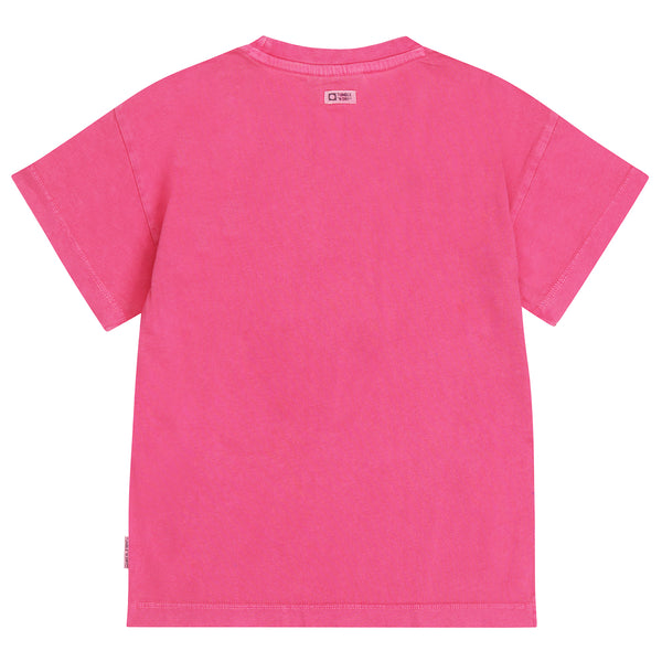 Fuchsia meisjes T-shirt met geborduurd ijsje van Tumble 'n Dry | Rouen Deux T-shirt Tumble 'n Dry - verkrijgbaar bij Little Fashion Addict
