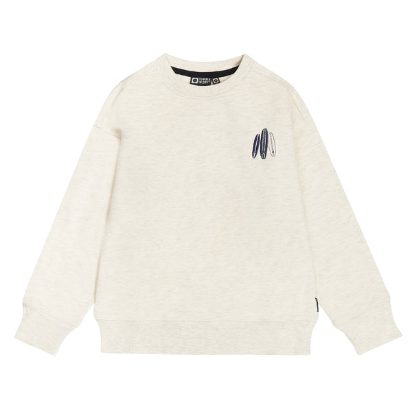 Gebroken witte jongenssweater met surfprint van Tumble ’n Dry | Seashore sweatshirt Off White Melange van Tumble 'n Dry - verkrijgbaar bij Little Fashion Addict