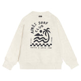 Gebroken witte jongenssweater met surfprint van Tumble ’n Dry | Seashore sweatshirt Off White Melange van Tumble 'n Dry - verkrijgbaar bij Little Fashion Addict