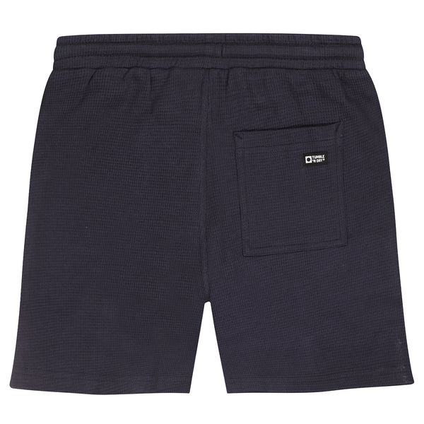 Donkerblauwe jongensshort in wafelstof van Tumble ’n Dry | Southport Shorts Blue van Tumble 'n Dry - verkrijgbaar bij Little Fashion Addict