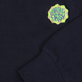 Donkerblauwe Jongenssweater met kleine patch vooraan en op de achterkant een grote skateboardprint van Tumble 'n Dry | Heelflip Sweater Navy Blazer