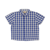 Jongenshemd van Wander & Wonder met blauw-witte ruitjesprint en korte mouwen. | Summer Shirt Wisteria Gingham | Verkrijgbaar bij Little Fashion Addict