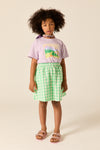 Lila T-shirt voor meisjes van Wander & Wonder met kleurrijke landschapsprint. | Ontdek Wander & Wonder bij Little Fashion Addict