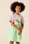 Lila T-shirt voor meisjes van Wander & Wonder met kleurrijke landschapsprint. | Ontdek Wander & Wonder bij Little Fashion Addict