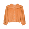 Corduroy blouse Clara in oranjetint met ruffles en knopen – We Are Kids