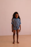 Combi Romy Dolce Vita Stripes | Playsuit met blauwe en roze strepen en elastische taille | Little Fashion Addict