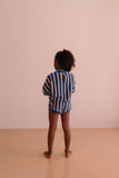 Combi Romy Dolce Vita Stripes | Playsuit met blauwe en roze strepen en elastische taille | Little Fashion Addict