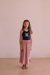 Jupe Lee Blush | lange lichtroze badstof rok van We Are Kids | Verkrijgbaar bij Little Fashion Addict